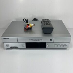 Panasonic Omnivision PV-V4535S-K 4 Head Hi-fi VHS VCR w/ Remote, Cables - TESTED